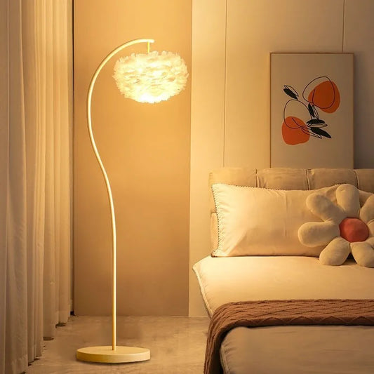 Bohemian Feather Floor Lamp for Soft Ambient Lighting