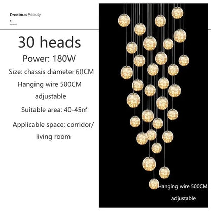 Dimmable Glass Ball Pendant Light for Staircases