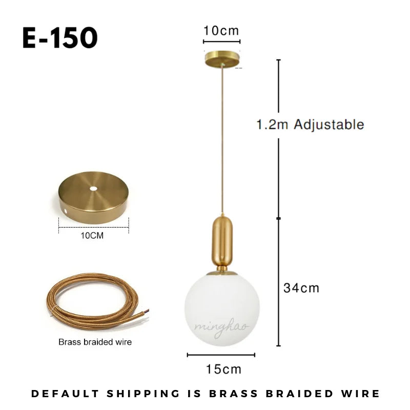 Nordic Glass Ball Pendant Light Modern Living Room Ceiling Lamp