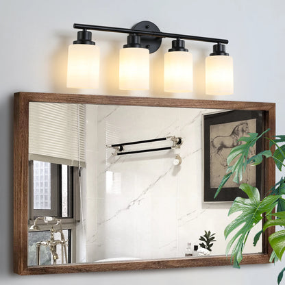 Modern Bathroom Vanity Light 4 5 6 Frosted Glass Black Frame