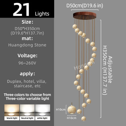 Luxury Stone Pendant Chandelier for Modern Staircases