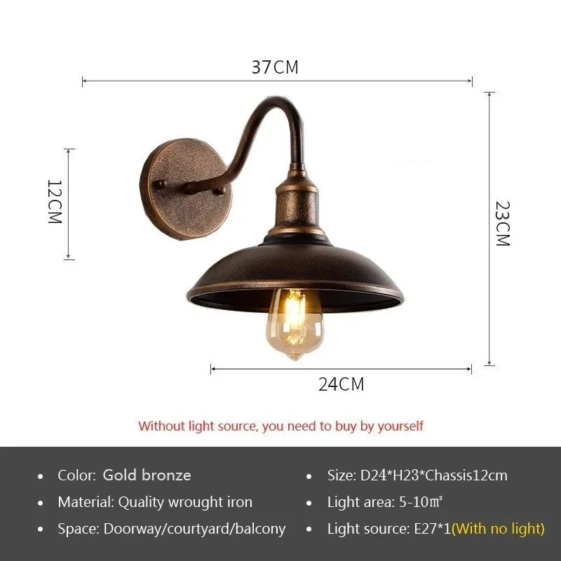 Retro Waterproof Outdoor Wall Light for Garden Entrances