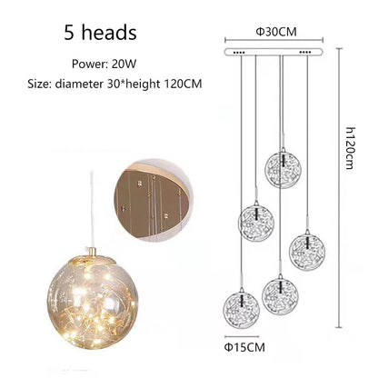 Dimmable Glass Ball Pendant Light for Staircases