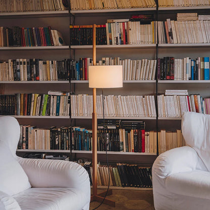 Adjustable Japanese Wooden Floor Lamp for Reading Nooks