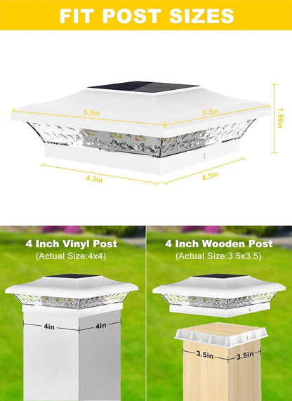 Solar Post Lamp Outdoor Garden Fence Pillar Light