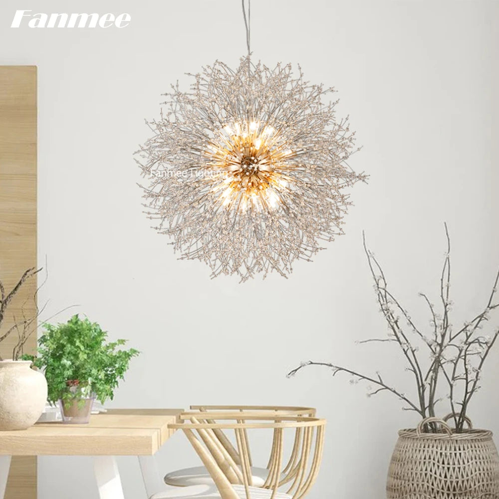 Modern Firework Crystal Chandelier Gold Sputnik Pendant Light