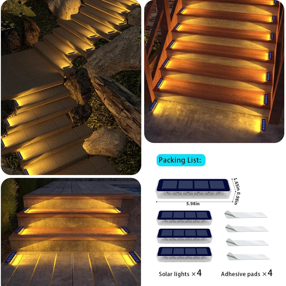 Solar LED Deck Step Lights for Outdoor Stairs