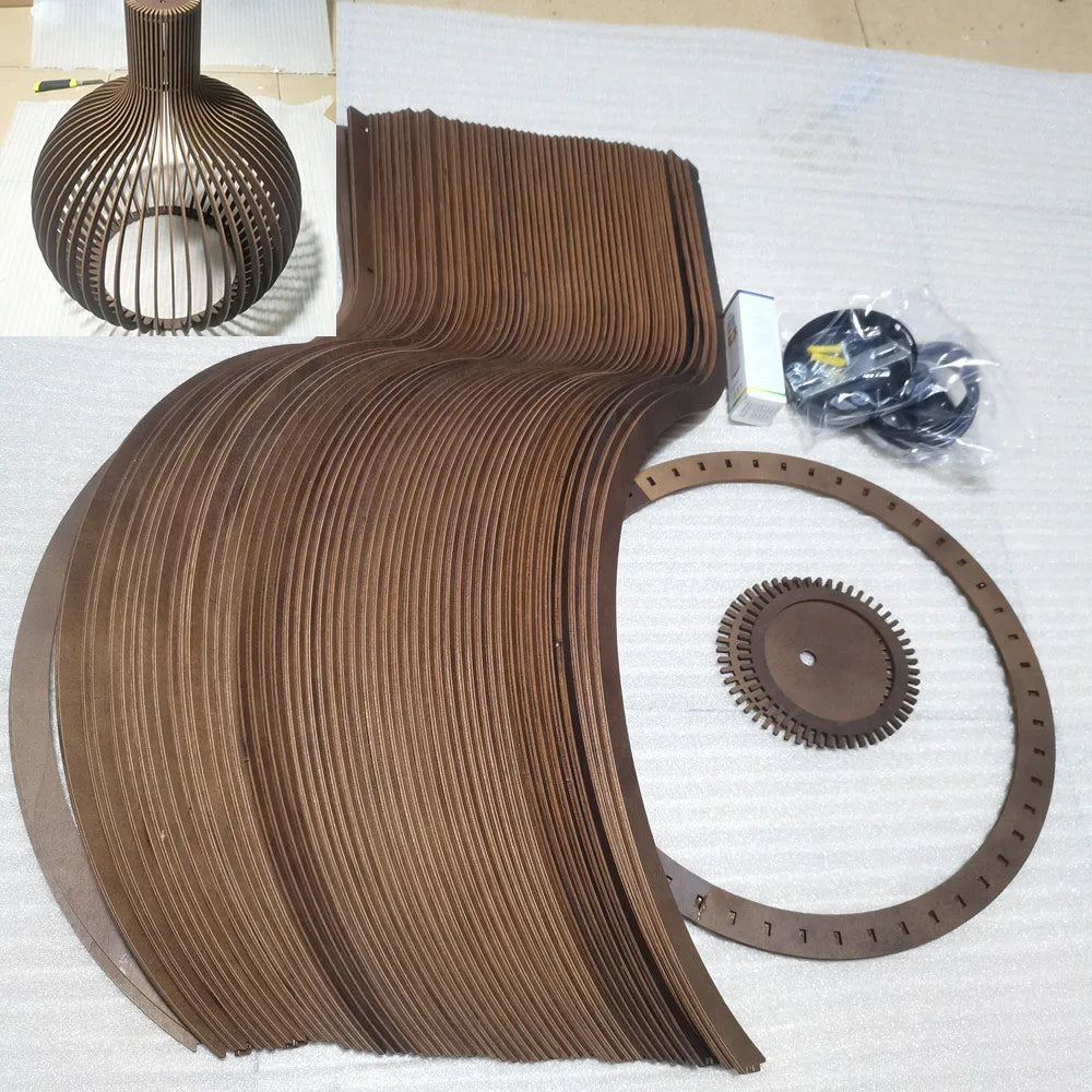 Solid Wood Cage Pendant Light Nordic Bamboo Hanging Lamp