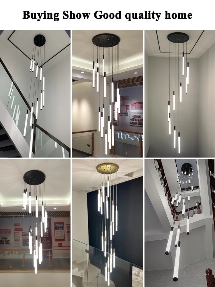 Modern Staircase Pendant Chandelier for High Ceilings