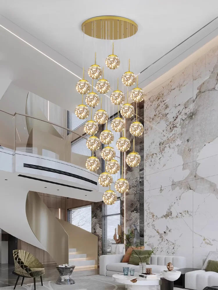 Modern Glass Ball Chandelier for Living Rooms