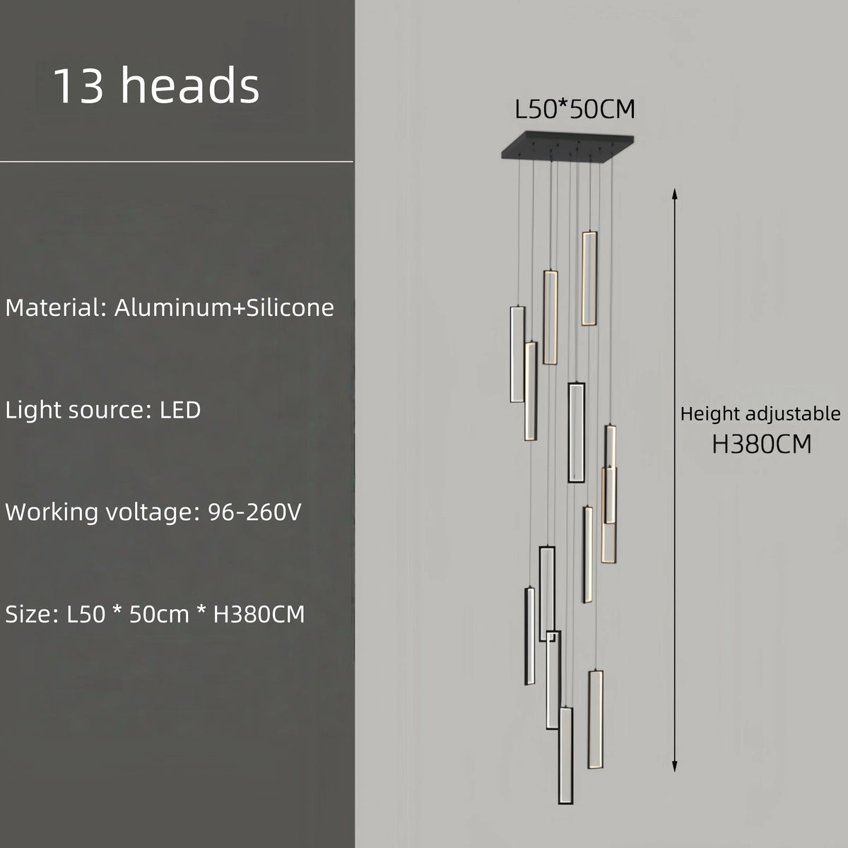 Modern Square Staircase Chandelier for Modern Spaces