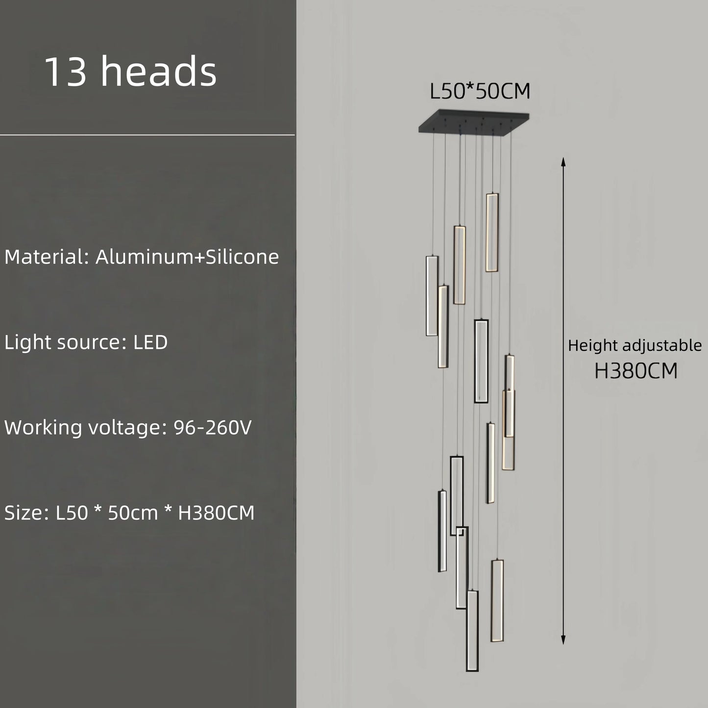 Modern Square Staircase Chandelier for Modern Spaces