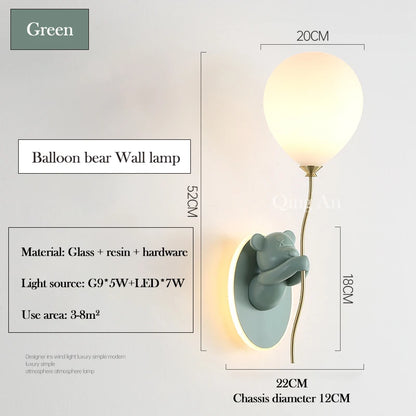 Cute Balloon Bear Wall Lamp for Kids Rooms