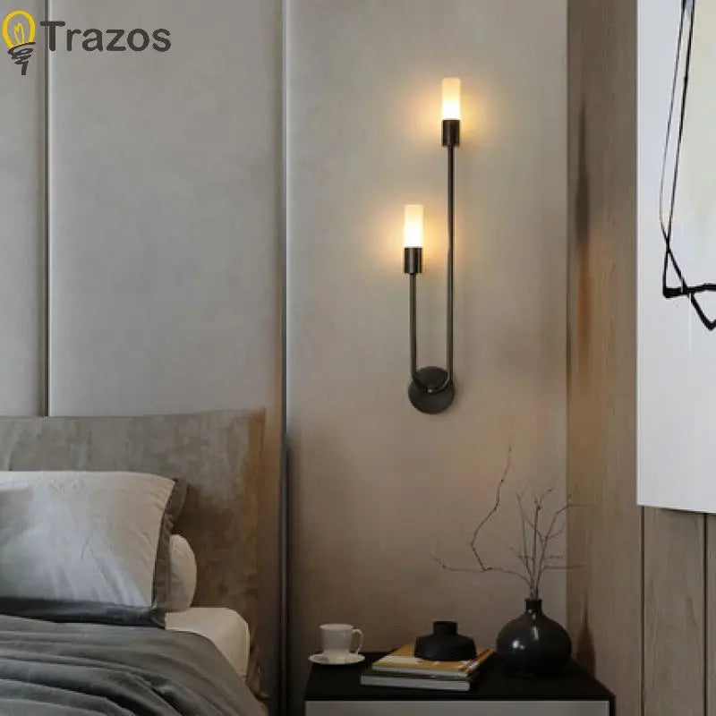 Nordic Luxury Wall Lamp LED Black Gold Bedroom Sconce
