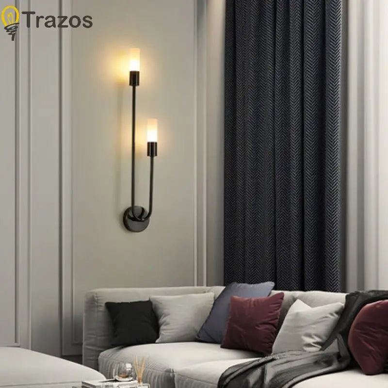Nordic Luxury Wall Lamp LED Black Gold Bedroom Sconce
