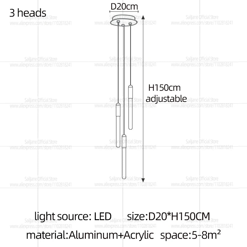 Modern Cylindrical LED Pendant Light for Dining Rooms