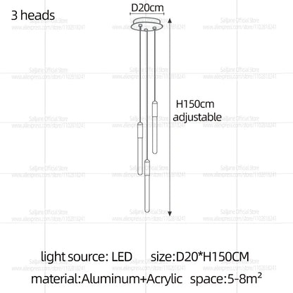 Modern Cylindrical LED Pendant Light for Dining Rooms