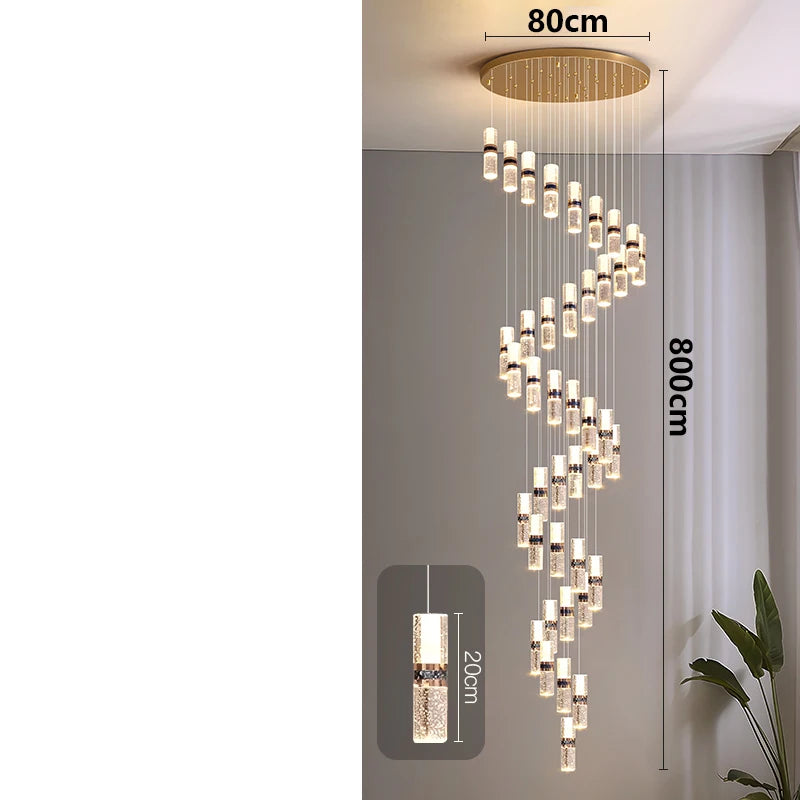 Luxury Crystal Staircase Chandelier for High Ceilings