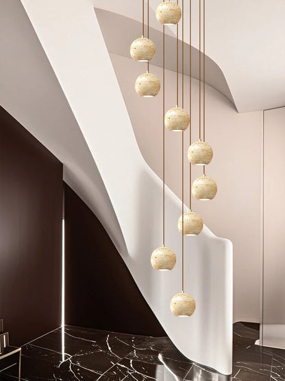 Luxury Stone Pendant Chandelier for Modern Staircases